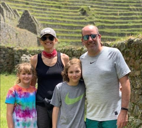 Family in front of Incan Ruins in Peru