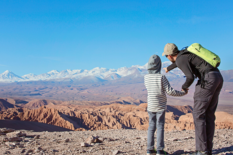 Father and son in the Atacama desert