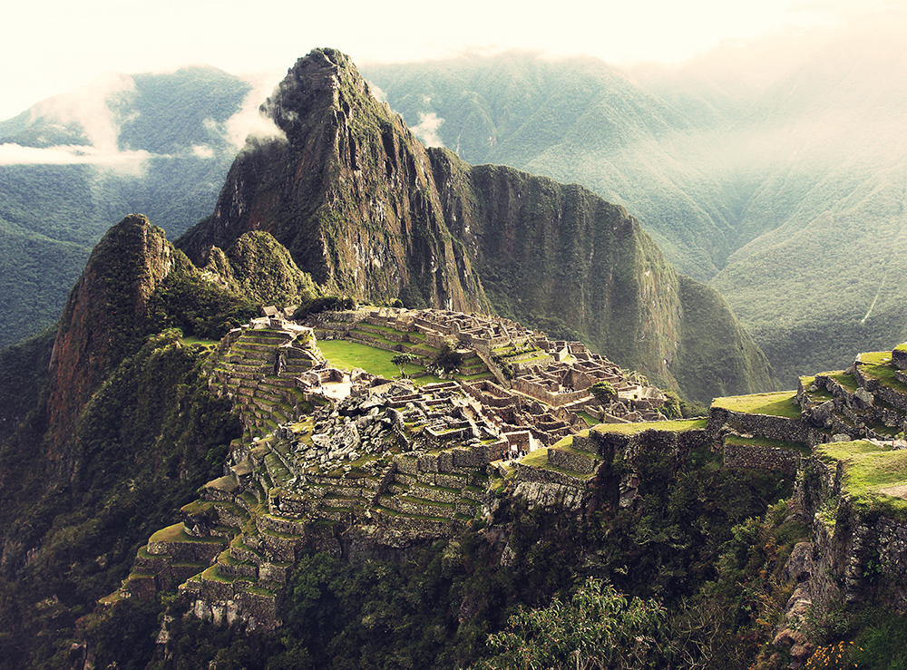View of Machu Picchu with some cloud cover