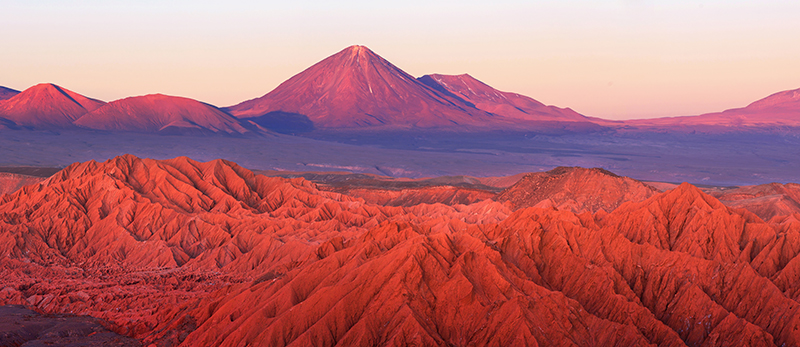 Atacama desert in red light