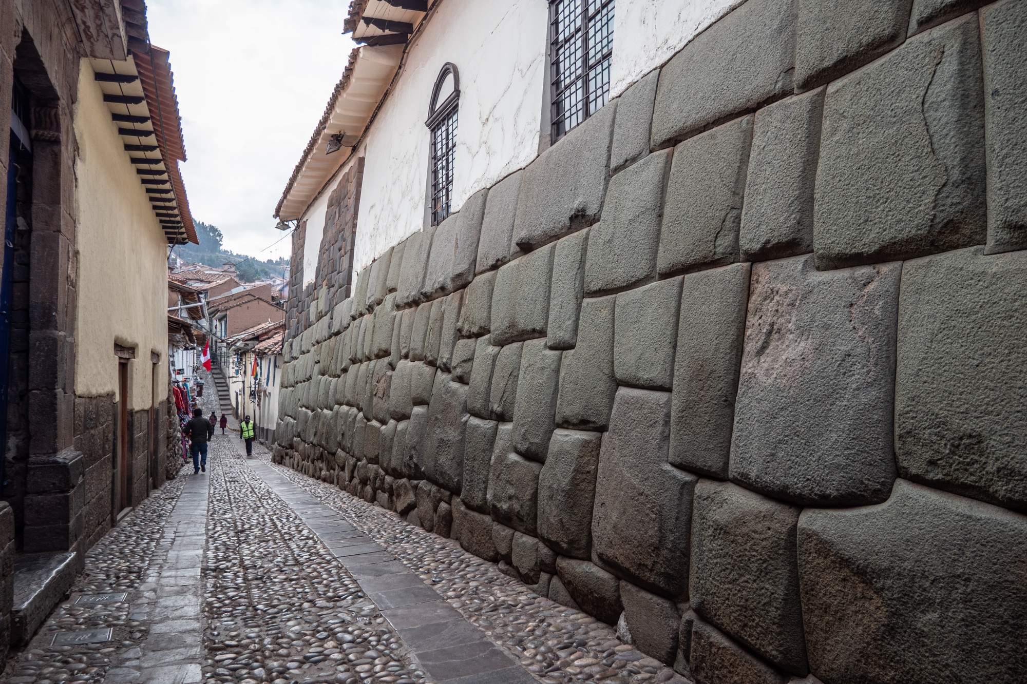 Street in Cusco showing Incan stone foundation